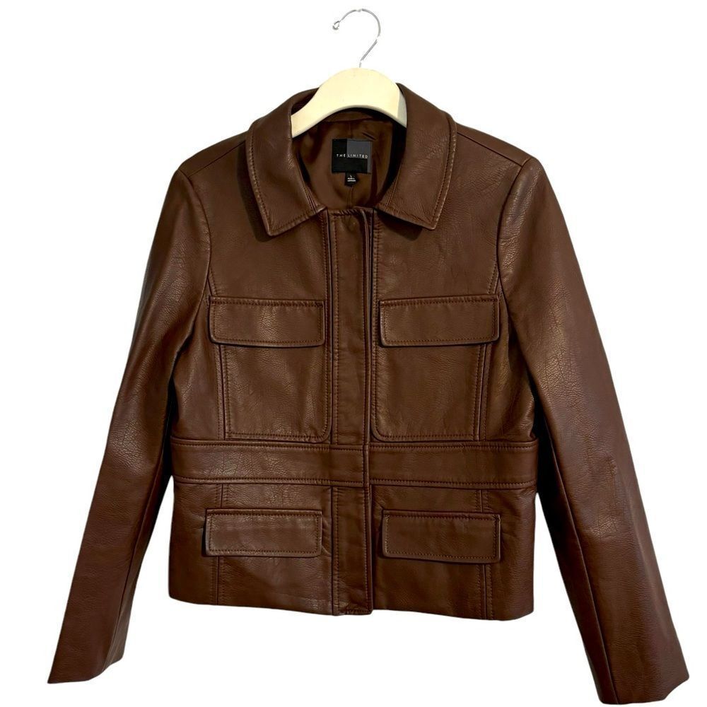The Limited Faux Brown Leather Jacket Size Large NWT